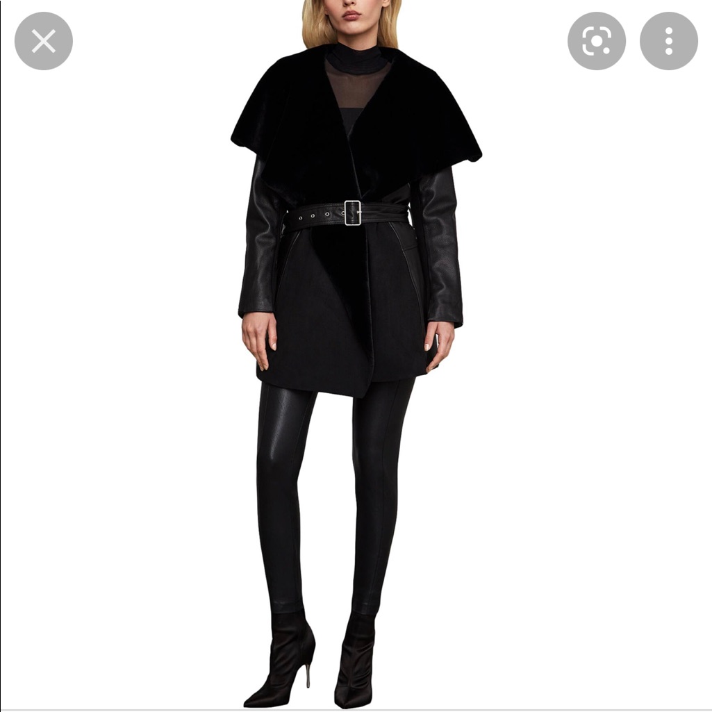 Bcbgmaxazria “Summer” Real Leather Faux Fur Coat